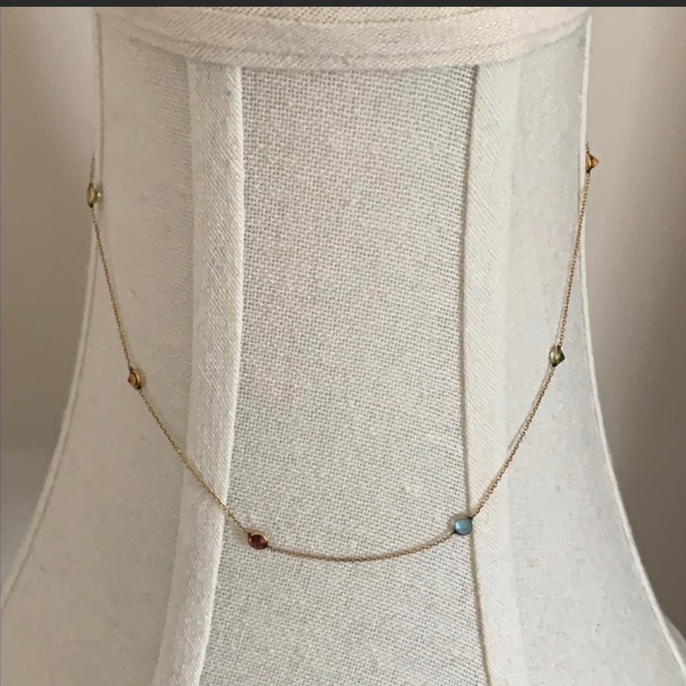 14K Gold Multi Gem Stones Necklace